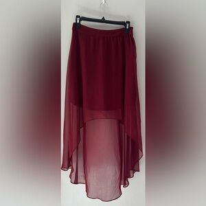 Vintage Burgundy Sheer High-Low Skirt